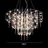 WOMO Tiered Glass Rod Sculptural Chandelier-WM2199