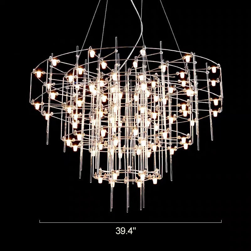 WOMO Tiered Glass Rod Sculptural Chandelier-WM2199