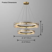 WOMO Hammered Glass Round Brass Chandelier-WM2351