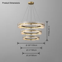 WOMO Hammered Glass Round Brass Chandelier-WM2351