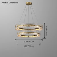 WOMO Hammered Glass Round Brass Chandelier-WM2351
