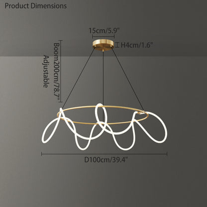 WOMO Hose LED Linear/Circular Brass Chandelier-WM2059