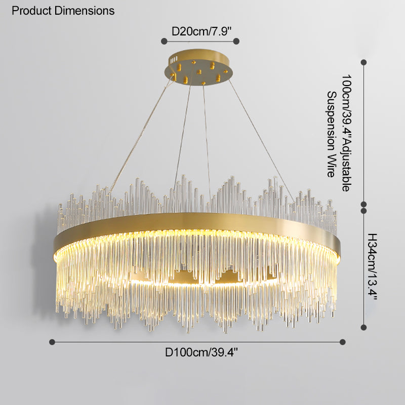 WOMO Glass Rods Round Chandelier-WM2186