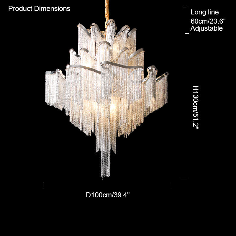 WOMO Fringe Tiered Chandelier-WM2079