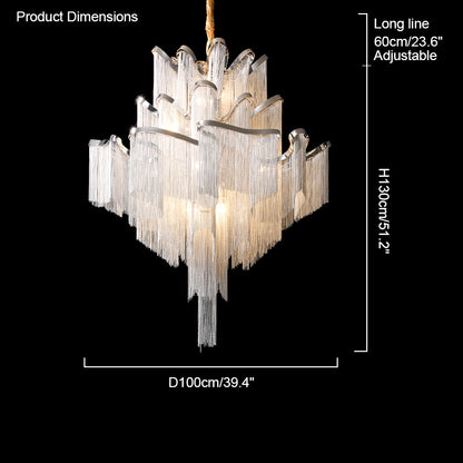 WOMO Fringe Tiered Chandelier-WM2079