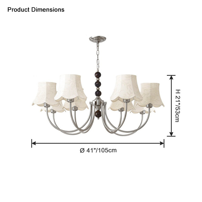 WOMO Fabric Shaded Swoop Arm Chandelier-WM2369