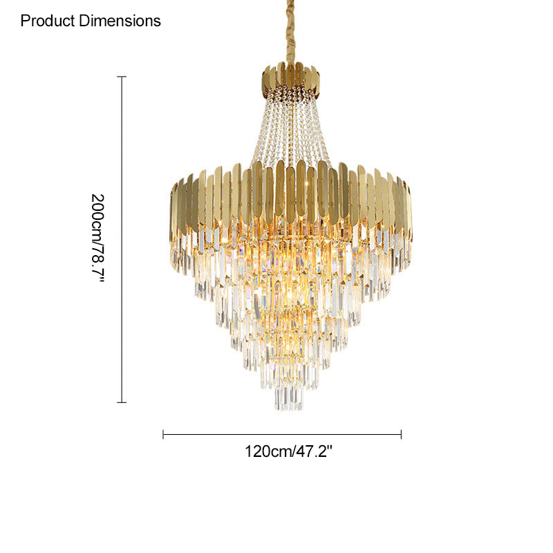 WOMO Tiered Gold Crystal Chandelier-WM2207