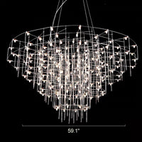 WOMO Tiered Glass Rod Sculptural Chandelier-WM2199