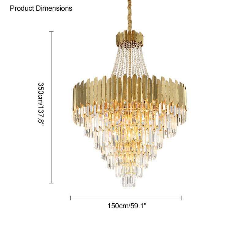 WOMO Tiered Gold Crystal Chandelier-WM2207