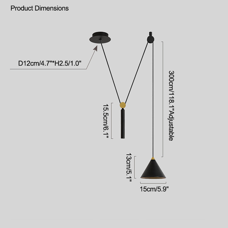 WOMO Cone Counterweight Pulley Swag Pendant Lamp-WM2230