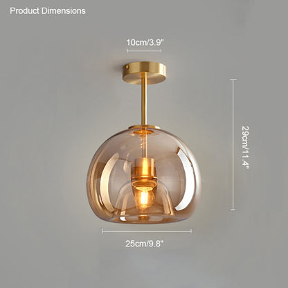 WOMO Smoked/Amber Blown Glass Pendant Light-WM2108