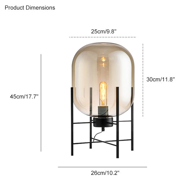 WOMO Smoked Glass Lantern Table Lamp-WM8012