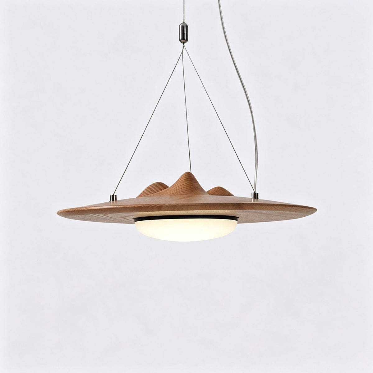 WOMO Mountain‑Inspired Wooden Disc Pendant Light-WM3254