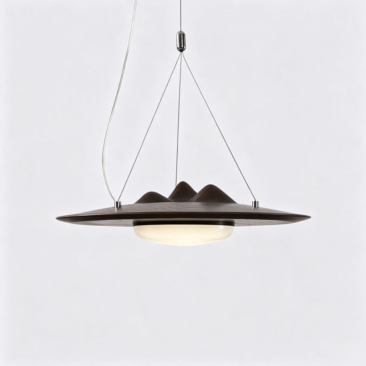 WOMO Mountain‑Inspired Wooden Disc Pendant Light-WM3254
