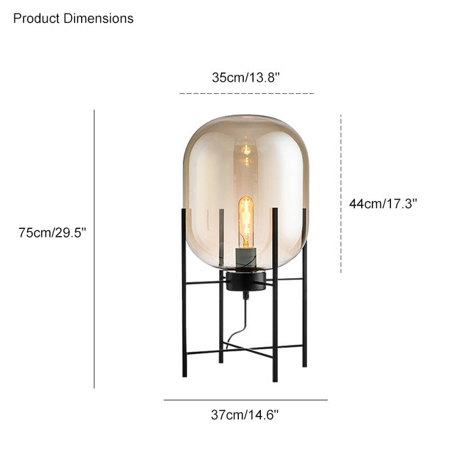 WOMO Smoked Glass Lantern Floor Lamp-WM7015