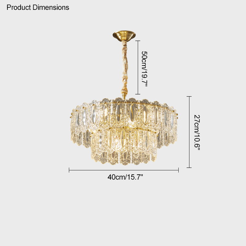 WOMO Textured Glass Tiered Chandelier-WM2177