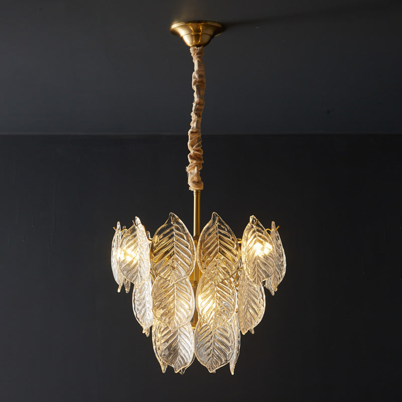 WOMO Tiered Glass Leaf Chandelier-WM2209