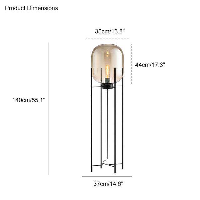 WOMO Smoked Glass Lantern Floor Lamp-WM7015