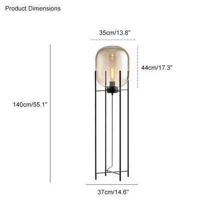 WOMO Smoked Glass Lantern Floor Lamp-WM7015