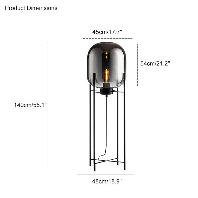 WOMO Smoked Glass Lantern Floor Lamp-WM7015