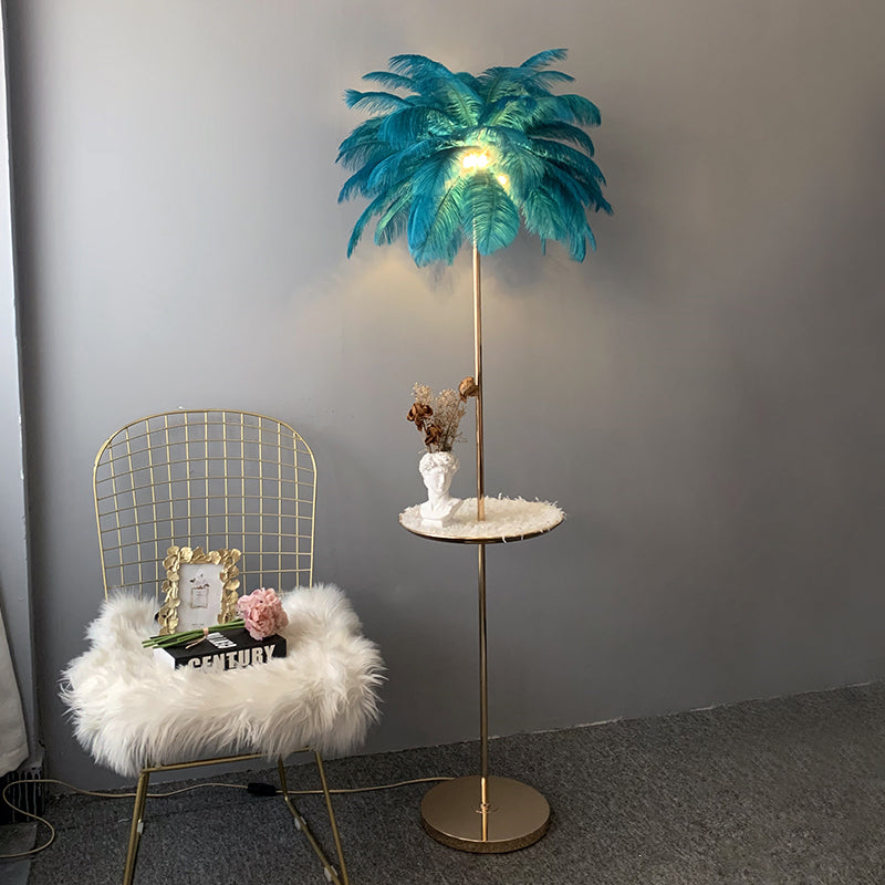 WOMO Feather Palm Tree Floor Lamp with Tray-WM7052