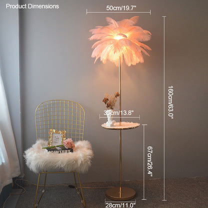 WOMO Feather Palm Tree Floor Lamp with Tray-WM7052