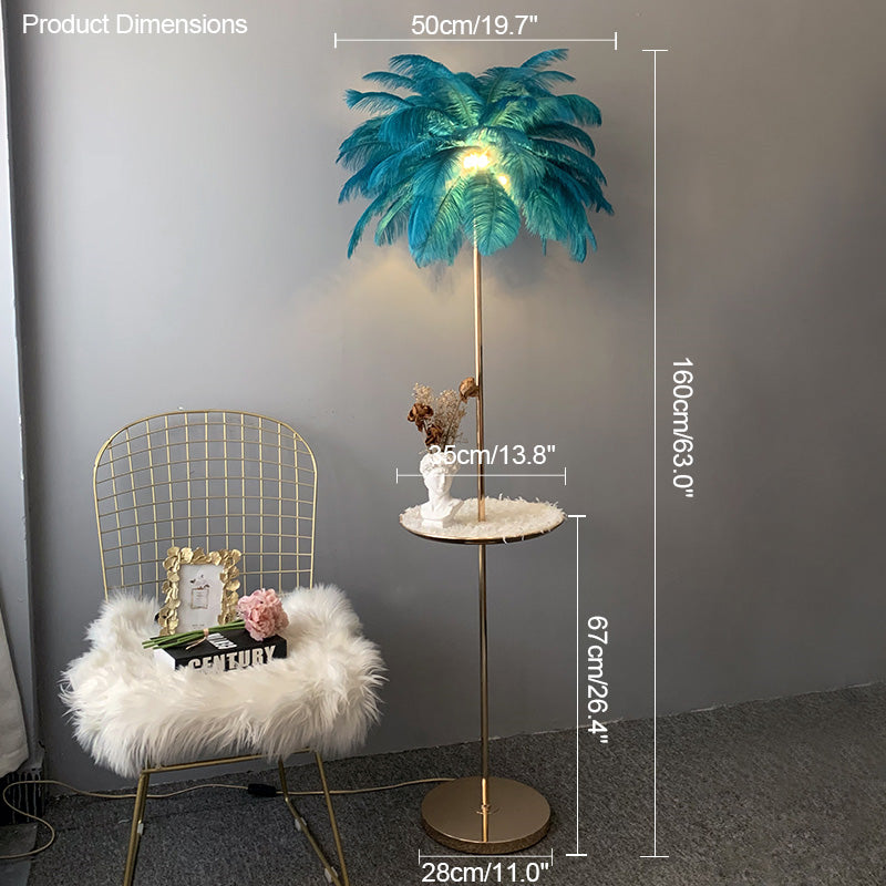 WOMO Feather Palm Tree Floor Lamp with Tray-WM7052