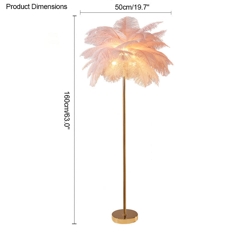 WOMO Feather Palm Tree Floor Lamp with Tray-WM7052