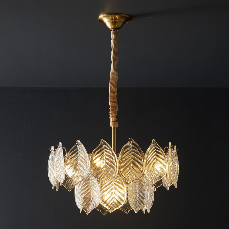 WOMO Tiered Glass Leaf Chandelier-WM2209