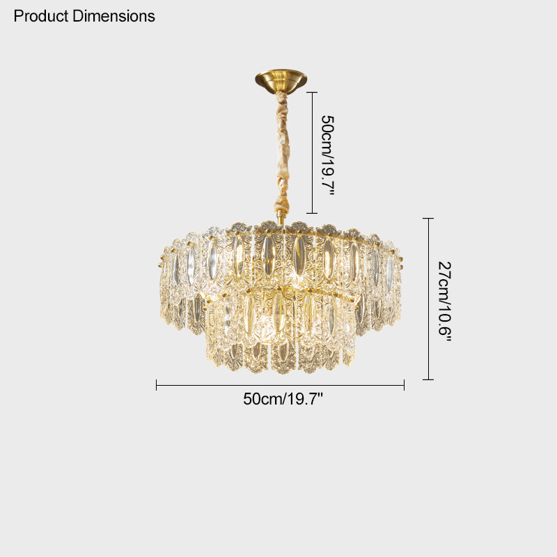 WOMO Textured Glass Tiered Chandelier-WM2177