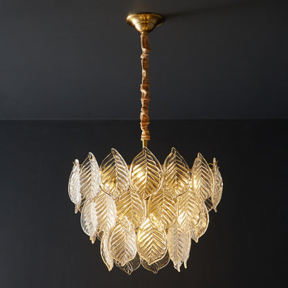 WOMO Tiered Glass Leaf Chandelier-WM2209