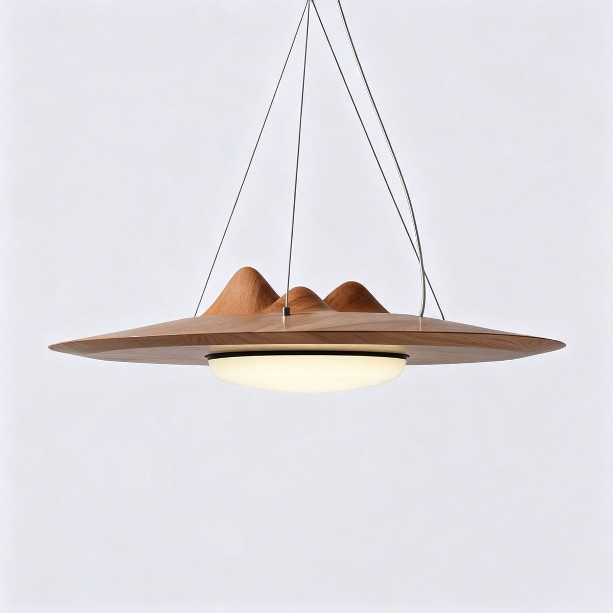 WOMO Mountain‑Inspired Wooden Disc Pendant Light-WM3254