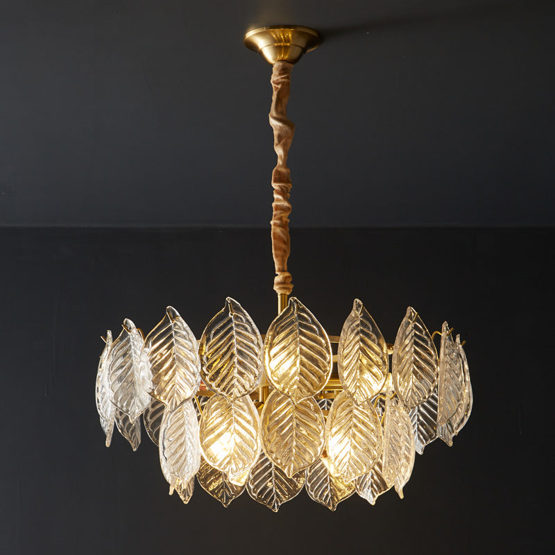 WOMO Tiered Glass Leaf Chandelier-WM2209