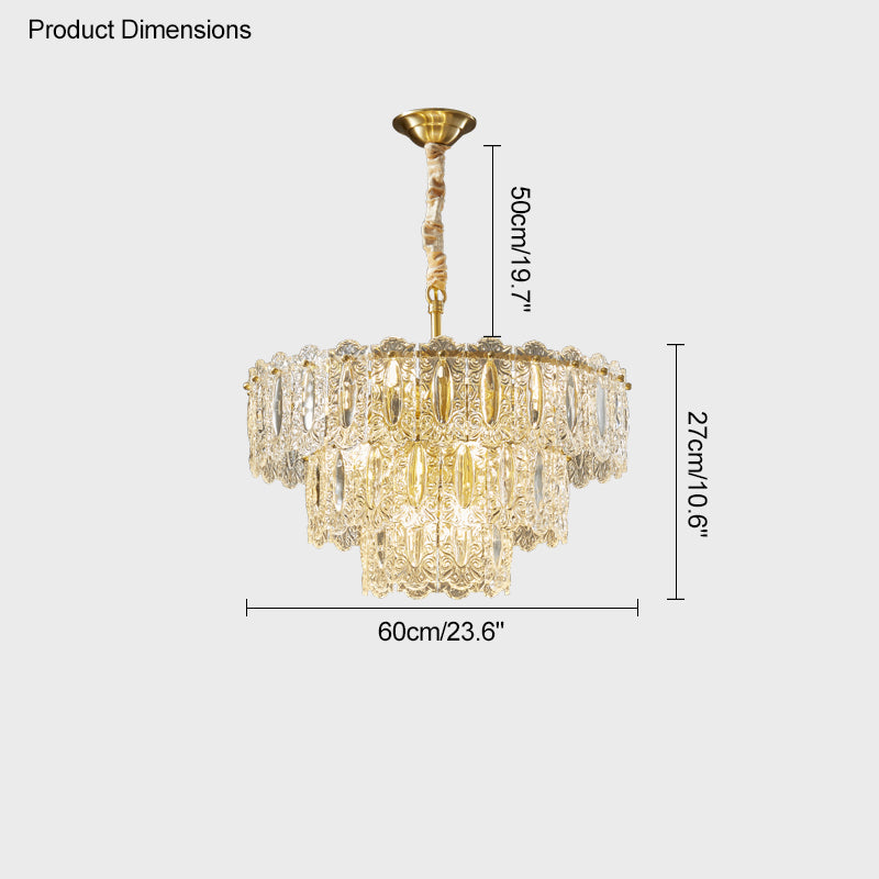 WOMO Textured Glass Tiered Chandelier-WM2177