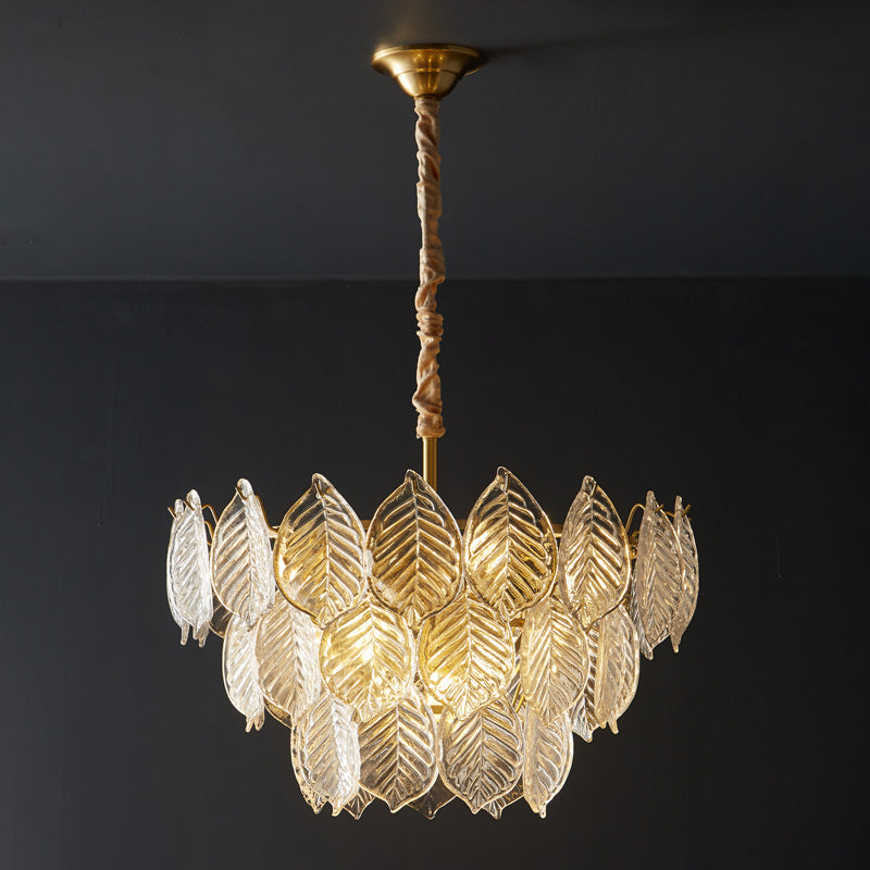 WOMO Tiered Glass Leaf Chandelier-WM2209