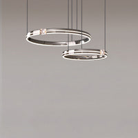 Illuminated Ø16″+24″ double-ring led lamp, offering a compact geometric composition for balanced living or dining room lighting.