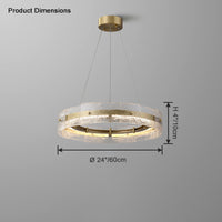 WOMO Hammered Glass Round Brass Chandelier-WM2351