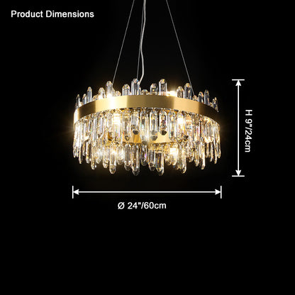 WOMO Gold Crystal Round Chandelier-WM2339