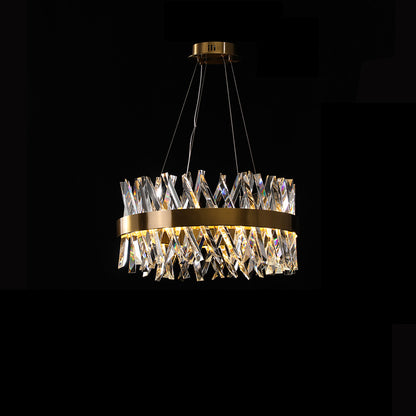 WOMO Gold Crystal Prism Round Chandelier-WM2359