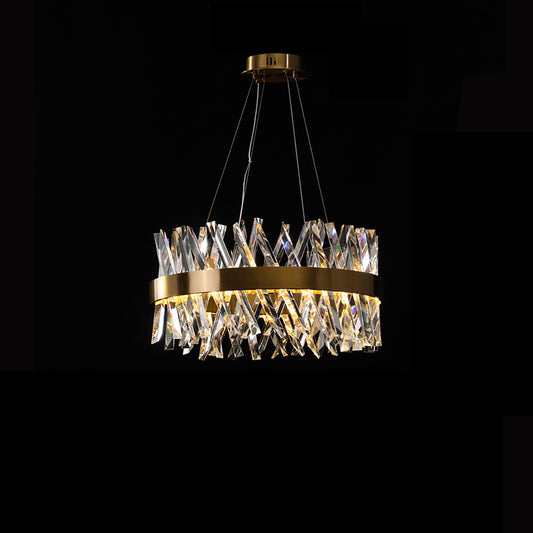 WOMO Gold Crystal Prism Round Chandelier-WM2359