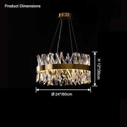 WOMO Gold Crystal Prism Round Chandelier-WM2359