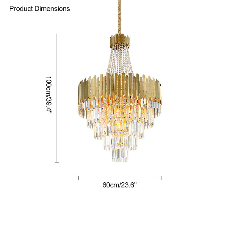 WOMO Tiered Gold Crystal Chandelier-WM2207