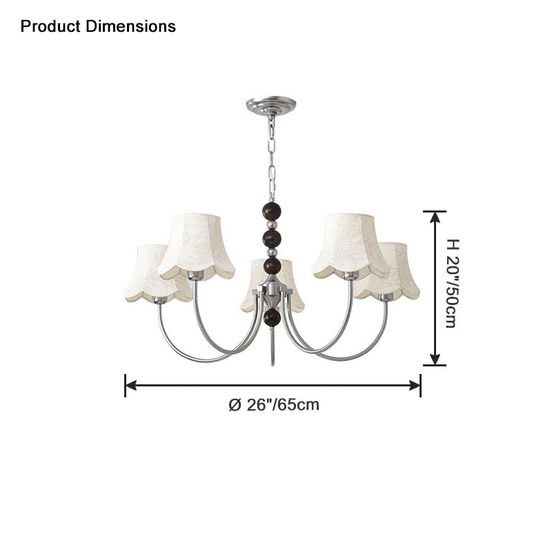 WOMO Fabric Shaded Swoop Arm Chandelier-WM2369