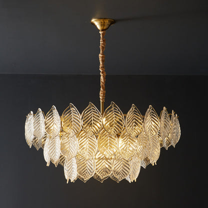 WOMO Tiered Glass Leaf Chandelier-WM2209