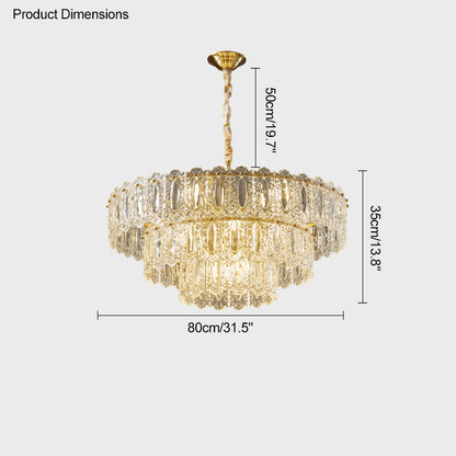 WOMO Textured Glass Tiered Chandelier-WM2177