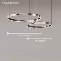 Large WM2365 liana round ring led chandelier dimensions showing 24-inch and 31-inch rings for spacious-room placement.