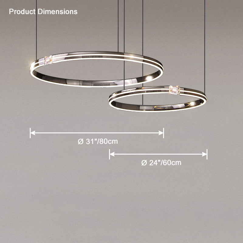 Large WM2365 liana round ring led chandelier dimensions showing 24-inch and 31-inch rings for spacious-room placement.