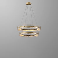 WOMO Hammered Glass Round Brass Chandelier-WM2351