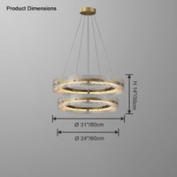 WOMO Hammered Glass Round Brass Chandelier-WM2351