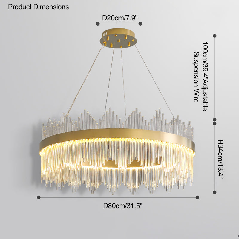 WOMO Glass Rods Round Chandelier-WM2186